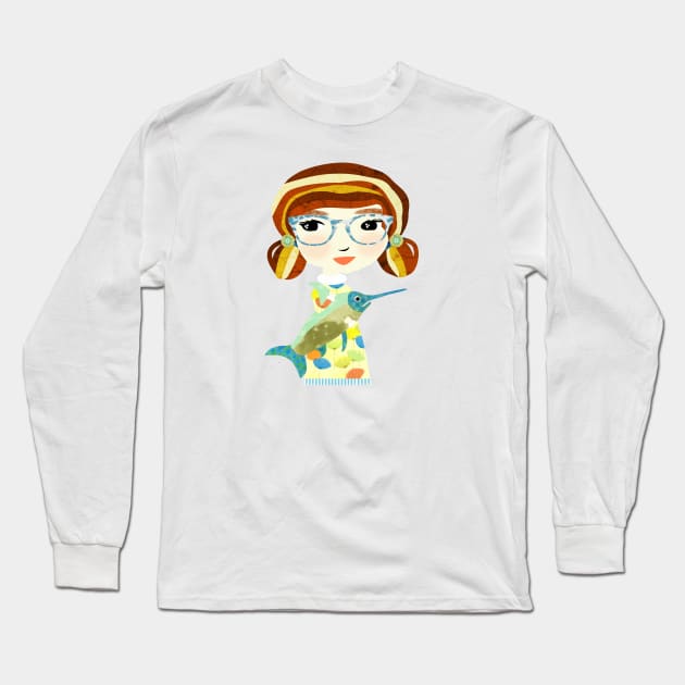 Girl with Swordfish/Polly & Prank Long Sleeve T-Shirt by tracey